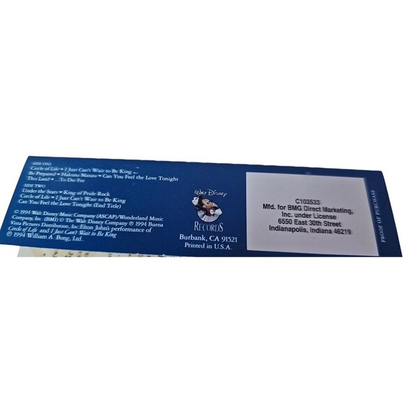 Disney The Lion King Original Motion Picture Soundtrack Cassette Tape 1994 Vtg - Picture 7 of 11